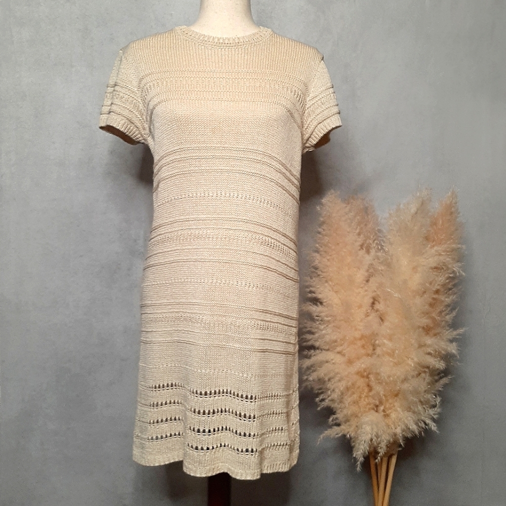Zara Women's Midi Knitted Beige dress Size M